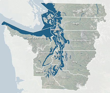Map of Western Washington counties